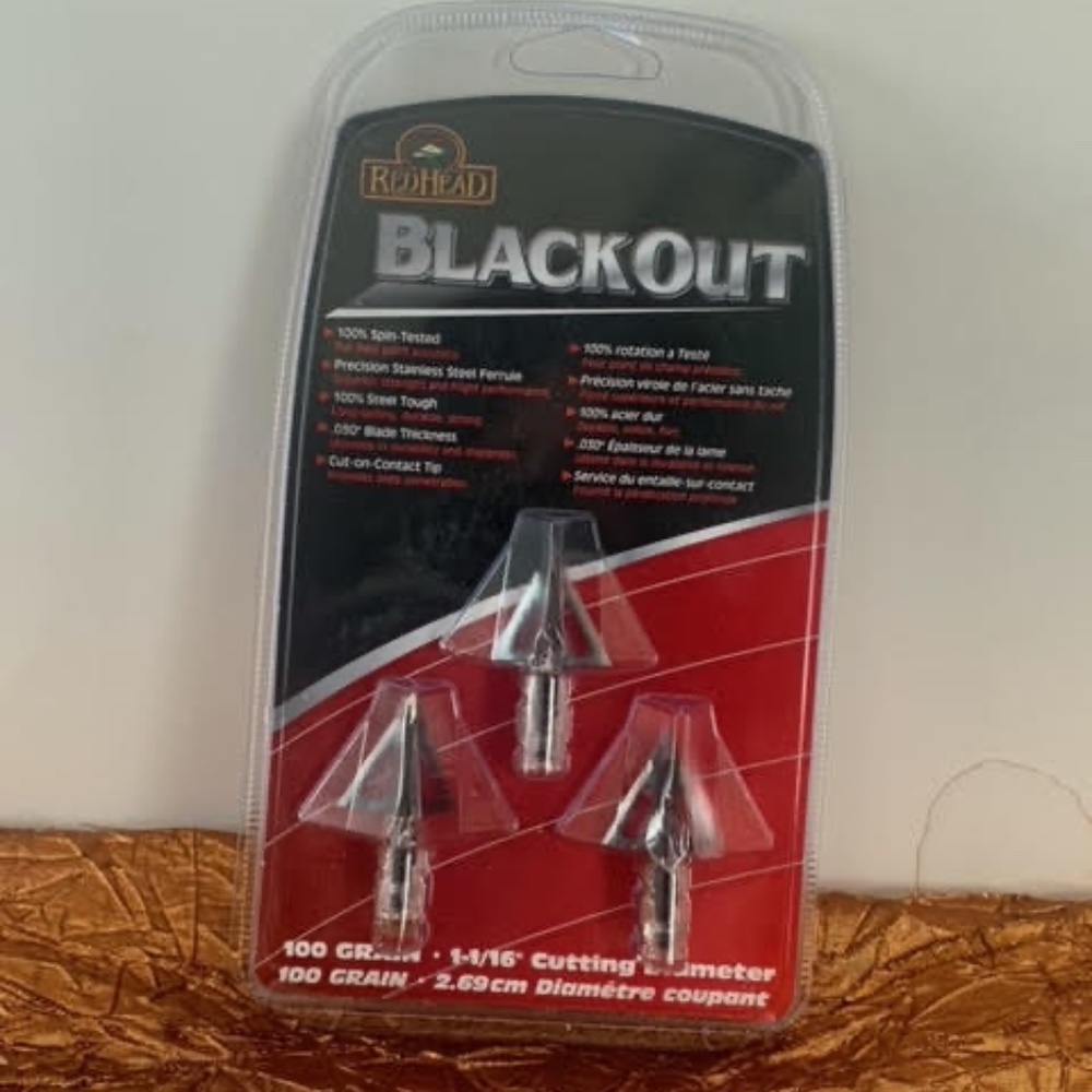 REDHEAD, BLACKOUT 100 Gr, Broadhead Arrow Tip - 3pk